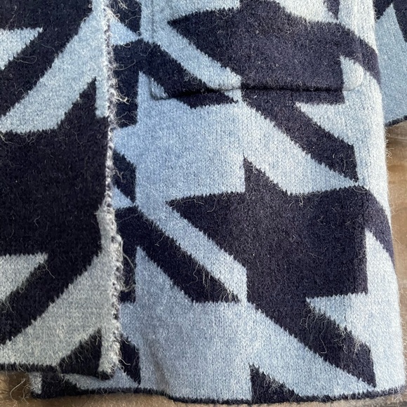 Cardigan Sweater Long Blue North Style Warm Soft Cozy Aztec Duster - Picture 5 of 15